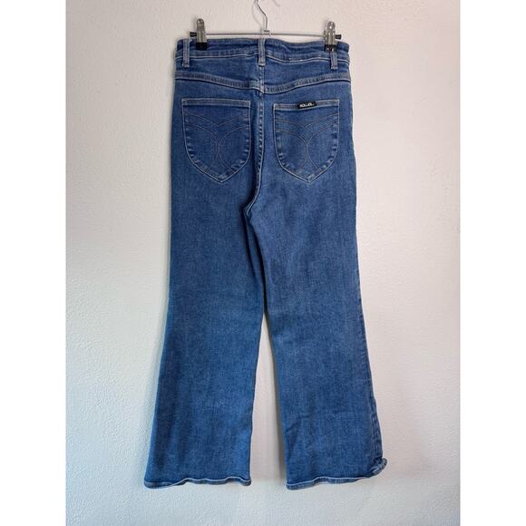 Rollas Jeans Eastcoast Crop Flare in Bayside Blue 28 - Picture 3 of 6